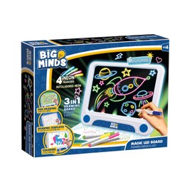 Big Minds - Magic Led | Drawing Tablet for Kids 3 in 1 | LED Writing Tablet for Kids with 6 Reversible Stencils | Glow Pad 6 Lighting Modes & 3 Colors | Drawing Tablet for Children 4+