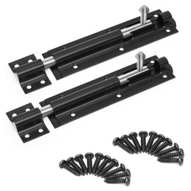 ZAVIA Tower Bolt Lock 6 Inches | Pack of 2 Powder-Coated Sliding Gate Bolt Door Locks for Securing Shed, Garage, Fence, Barn, Barrel Doors & More