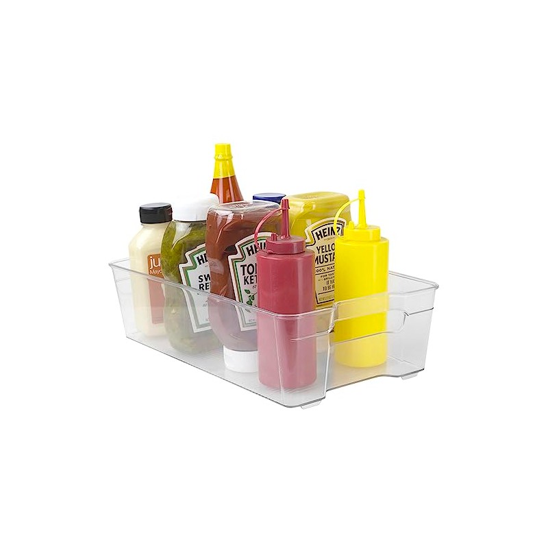 Home Basics Extra Large Plastic Handle-Stackable Storage Refrigerator Organizer Bins