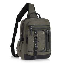 Schkleier Messenger Bag for Men Canvas Sling Bag Crossbody Laptop Backpack Hiking Daypacks Casual Tactical, Wine Red