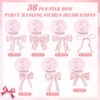 Fanfanwin 36 Pcs Valentine‘s Day Pink Bow Party Hanging Swirls