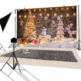 YongFoto 3x2m Vinyl Christmas Backdrop Photography Christmas Decoration on Wooden Background Backdrops for Photography Photo Shoots Photo Background Studio Props