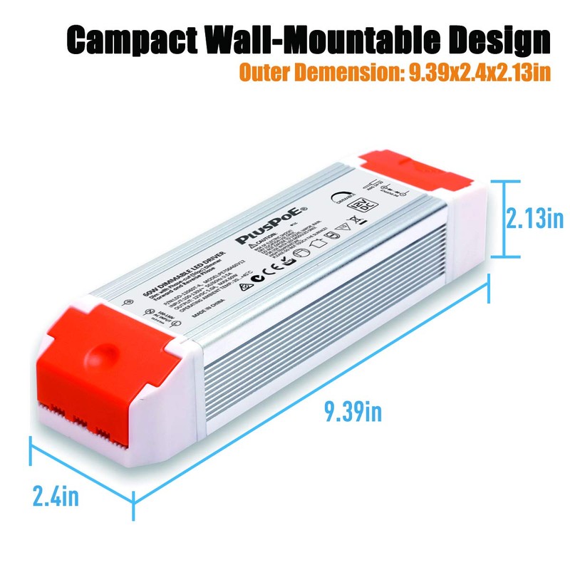 PLUSPOE 60W Dimmable LED Driver 12V, Triac/ELV/MLV AC to DC