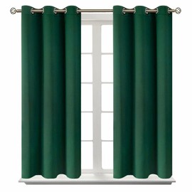 BGment Blackout Curtains for Bedroom - Grommet Thermal Insulated Room Darkening Drapes for Living Room, Set of 2 Panels (38 x 45 Inch, Emerald Green)