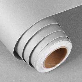 FunStick Matte Light Grey Wallpaper Solid Grey Peel and Stick Wallpaper Grey Contact Paper Self Adhesive Thick Removable Wall Paper Waterproof Vinyl Roll for Kitchen Cabinets Desk Drawers 12" x 200"