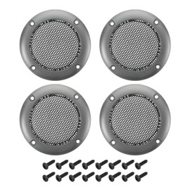 sourcing map 4 Pcs 2inch Black Speaker Grill Mesh Metal Woofer Guard Protector Dust Cover Iron Gray Decorative Circle ABS Frame with Screws for Home Audio Car Speaker Replacement