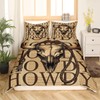 Rustic Western Quilt Set S Size, Retro Brown Cow Bull