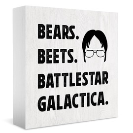 Funny Bears Beets Battlestar Galactica Office Sign Office Decorations Desk Cubicle Shelf Decor Dwight TV Show Gift for Boss Coworkers Office Fans 5 X 5 Inch