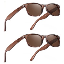 2 Pack Reader Sunglasses for Men Women Classic Rectangle Reading Glasses Outdoor Full Lenses Magnifying Eyewear UV Protection Bright Brown +3.5