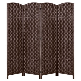 Room Divider Privacy Screen 15.7" Room Dividers and Folding Privacy Screens 4 Panel Brown Room Divider Wall 6FT Tall Partition Room Divider Separator