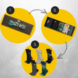 soxo Adventure Socks in Gift Box Funny Gifts for Men Cotton Set Colourful Socks 40-45, Outdoor 5 Pairs