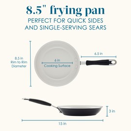Rachael Ray Cucina Ceramic Nonstick Frying Pan/Skillet, 8.5 Inch Non Stick Open Fry Pan, Dishwasher Safe - Peppercorn