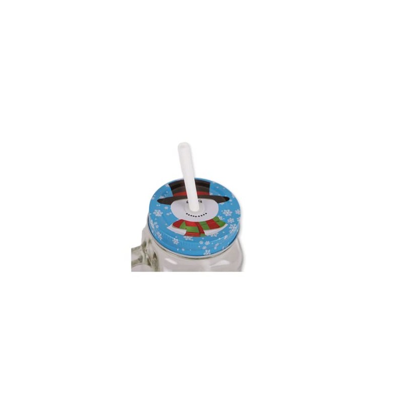 FabFinds Mason Jars with Lids and Straws Christmas Character Mason