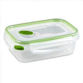 Sterilite Ultra-Seal 3.1 Cup Rectangle, Airtight Food Storage Container, Latching Lid, Microwave and Dishwasher Safe, Clear With Green Gasket, 24-Pack