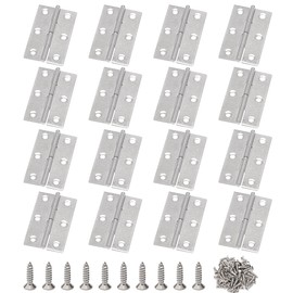 Unxuey Furniture Door Hinges, 16Pcs 1.7inch Folding Butt Hinges, Stainless Steel Hinges with Screws for Gate Windows Closet Drawer Boxes