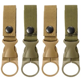 IKOPFLN Pack of 4 Water Bottle Buckle Bottle Holder Clips Tactical Key Ring Multifunctional Outdoor Webbing Carabiner Hook Water Bottle Holder for Camping Hiking Fishing, blue