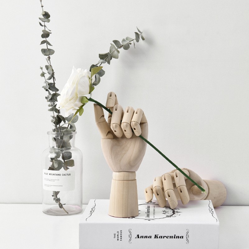 Jointed Hand Plant Holder Flexible Eye Catching Wooden DIY Plant