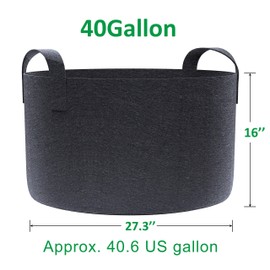 Gardzen 2-Pack 40 Gallon Grow Bags, Aeration Fabric Pots with Handles, Pot for Plants