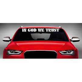 40" x 4" in God We Trust #1 Crosses Christian Car Windshield Sticker Truck Window Vinyl Decal Color: RED