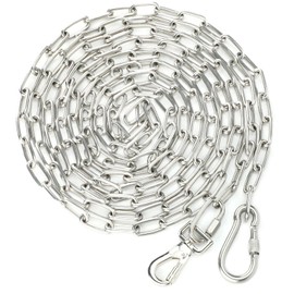 Lonepetu 20FT Heavy Duty Dog Chains, Stainless Steel Dog Tie Out Cable for Outside with Swivel Hook, Medium Large Dogs Chew Proof Long Lead Dog Leash for Yard Camping Hiking, 3MM