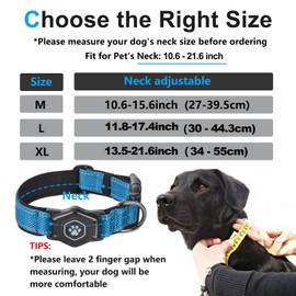 AirTag Dog Collar with Waterproof Air tag Holder, Luminous & Reflective,Comfortable and Durable 1000D Nylon, Dual Safety Buckle,Fit for Medium or Heavy Duty Large and Active Dogs【Airtag not Included】