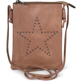 styleBREAKER Mini Bag Shoulder Bag with Rivets in Star Shape, Shoulder Bag, Handbag, Women's 02012235, brown