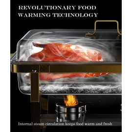 Chafing Dishes for Buffet, 8QT Stainless Steel Chafing Dish Buffet Set, Elegant Gold and Silver Colors Chafers and Buffet Warmers Sets for Parties, Dinners, Catering, Weddings, Banquet (4 PACK)