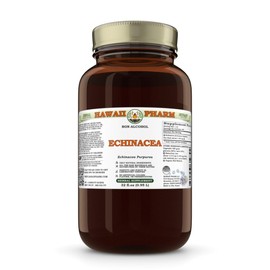 Echinacea (Echinacea Purpurea) Dry Herb Glycerite, Made in Hawaii, Raw Materials, All Natural, Vegan, Lab Tested Alcohol-Free Liquid Extract - 32 fl.oz