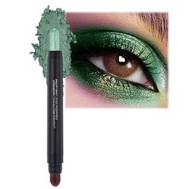 Metallic Double-ended Green Eyeshadow Stick with Cream Shimmer, Glitter, Waterproof and Long-Lasting Formula, Dual-Ended with Brush for Women's Eye Makeup - Eyeshadow Pencil