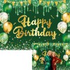 BINQOO Green Gold Birthday Backdrop 7x5ft Gold Happy Birthday Photography