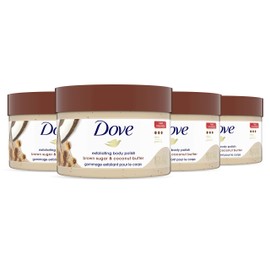 Dove Scrub For Silky Smooth Skin Brown Sugar & Coconut Butter Body Scrub Exfoliates & Restores Skin's Natural Nutrients, 10.5 Ounce (Pack of 4)