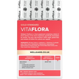 Wellgard Vitaflora Probiotics for Women | Scientifically Proven Bio Cultures to Support Women’s Intimate Flora | 30 Vegan Capsules | Promotes Digestive, Vaginal & Urinary Health | Made in the UK