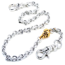 Double K Heavy Strong Gold Skull Pendant Key Jean Wallet Chain (27.5") Silver CS40