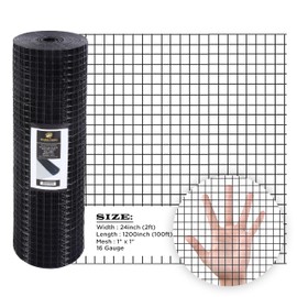 SIMBA STEEL - 24” x 100 FT Hardware Cloth,1" x 1" Mesh, 16 Gauge,Black PVC Vinyl Coated, Rust Proof, Black Welded Wire Mesh Roll for Garden, Fence,Rabbit, Pet Enclosures (24 in x 100 FT)