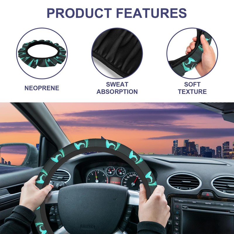Sisrow Turquoise Mermaid Car Steering Wheel Cover - Universal 15