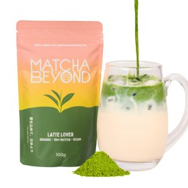 Matcha and Beyond Organic Latte Lover - 100% Japanese Matcha Green Tea Powder - 100g (Up To 100 Servings) - 48mg Caffeine, Vegan, Gluten-Free, No Sugar, Non-GMO