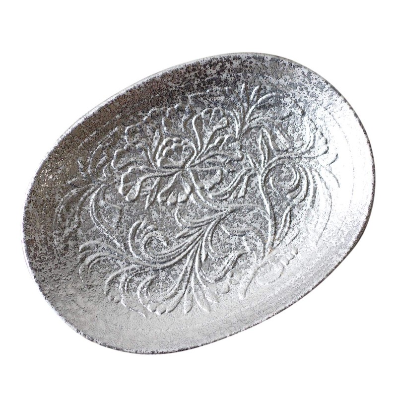 Arita Ware 476317 Toetsu Kiln, Arabesque Carved, Oval Plate, 6.3