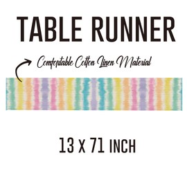 zcyxuuw Colorful Rainbow Tie Dye Table Runner, Kitchen Dining Table Decor, Cute Table Runners for Indoor Outdoor Home Farmhouse Holiday Wedding Birthday Party Decoration, 13 x 71 Inch