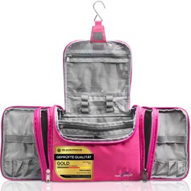 TRAVANDO ® XXL Ladies Large Hanging Toiletry Bag Large 8.8 Litre Volume Cosmetic Bag with Multiple Compartments Wash Bag Large Beauty Case Wash Bag Travel Toilet Bag., Pink