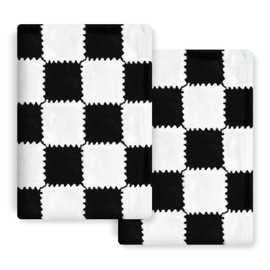 Checkered Baby Blanket for Boys, 2 Pack Soft Baby Boy Blankets, Small 30 x 40 inches Toddler Fleece Blanket, Essentials Crib Stroller Items, Newborn Gift (Black)