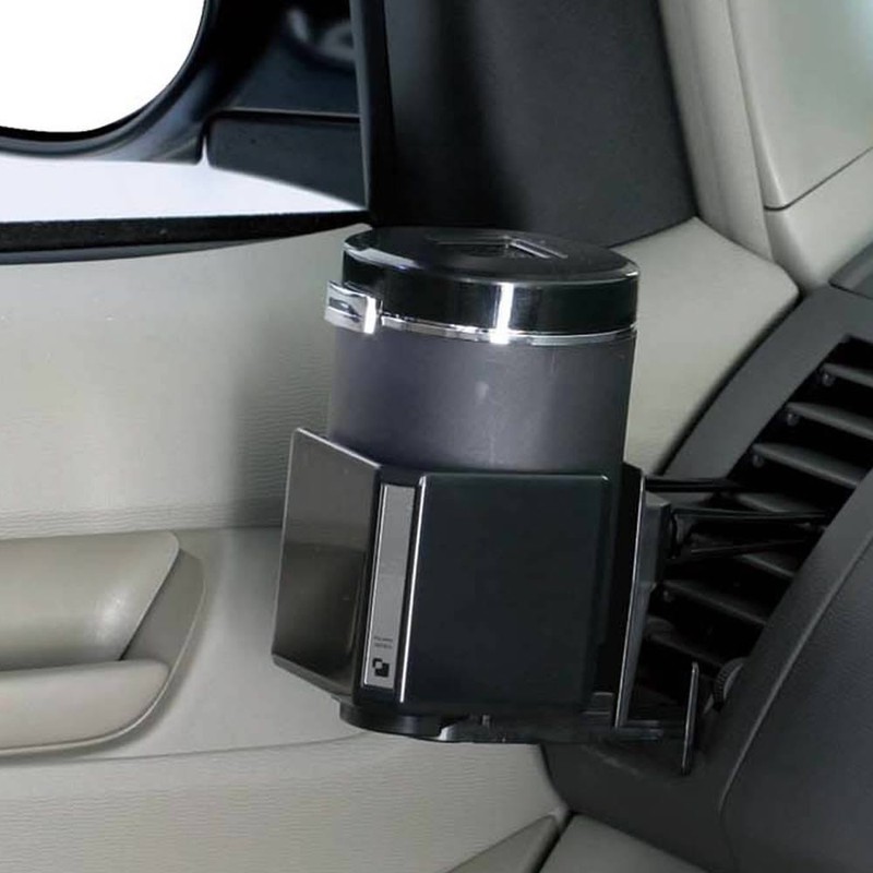 ナポレックス(Napolex) Fizz 車用LED付灰皿 センサーイルミアッシュ 電池交換不要 ソーラーバッテリー 広口設計 ワンタッチオープンタイプ 光センサー内蔵 自動点灯