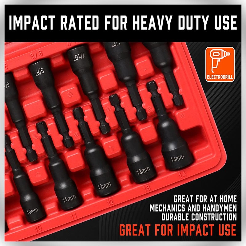 12-Piece Magnetic Nut Driver Set - Premium Impact Power Hex
