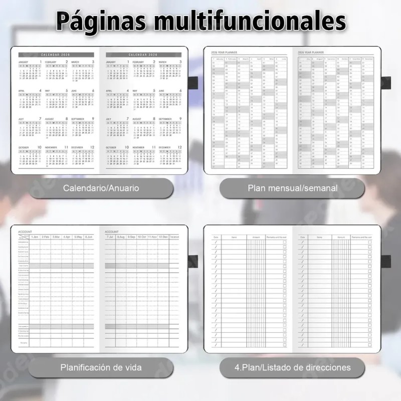 Agenda Diaria 2026 A5 Pasta Dura 320 Hojas Personalizable