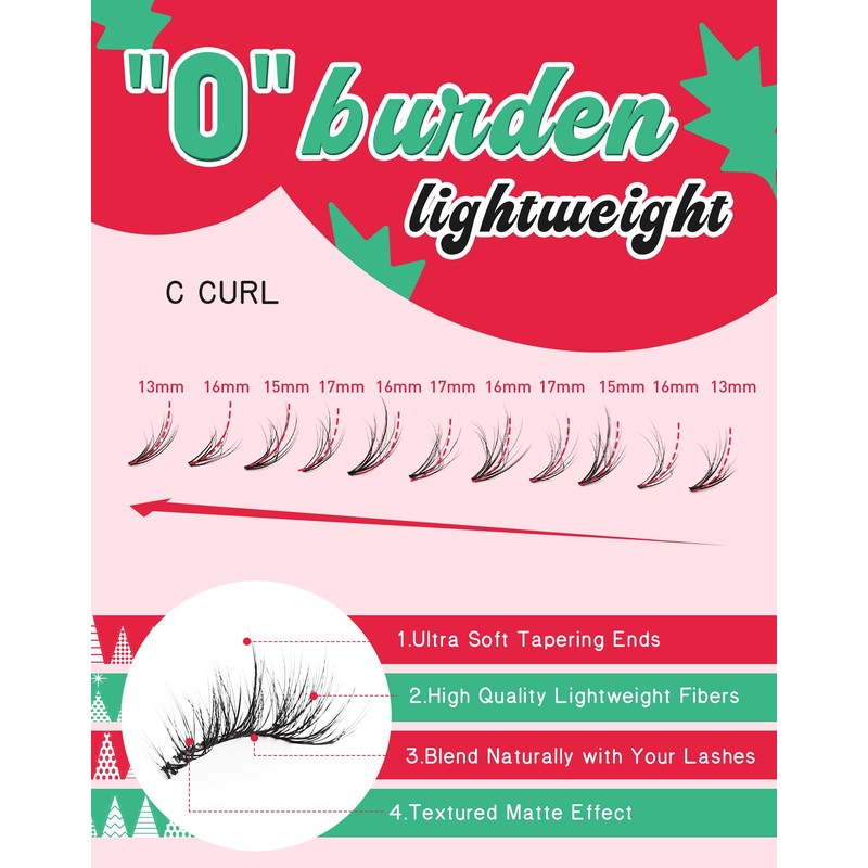 Wispy Eyelash Clusters, Natural DIY Cluster Eyelash Extensions, 7 Pairs,