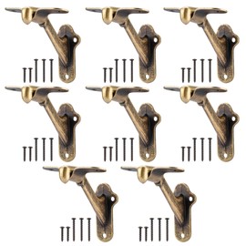 RealPlus 8pcs Handrail Stair Brackets, 3" Antique Brass Staircase Heavy Duty Hand Rail Bracket for Stairways Railing with Screws