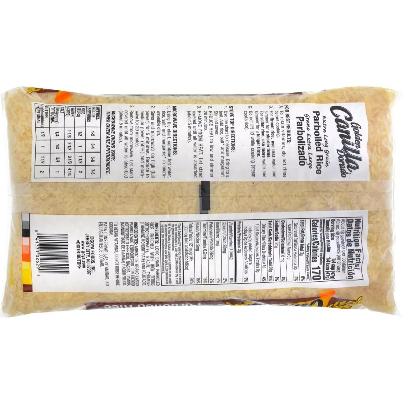 GOYA PARBOILED RICE GOLDEN CANILLA LONG GRAIN, 5 POUND