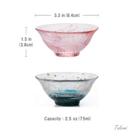 Japanese sake glass Handcrafted Mini Glass Set Elegant Japanese Sake Cups Perfect for Any Occasion Made in Japan (Sakura and Early summer, Sake Glass (2.5 fl oz))