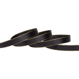 IDECORRIBBONS Width 0.4 inch (9 mm) Double-sided Satin Gold Edge Ribbon Length 87.6 ft (22 m) Handicraft, Clothing, Wrapping, Bowknot Ribbon #030 Black