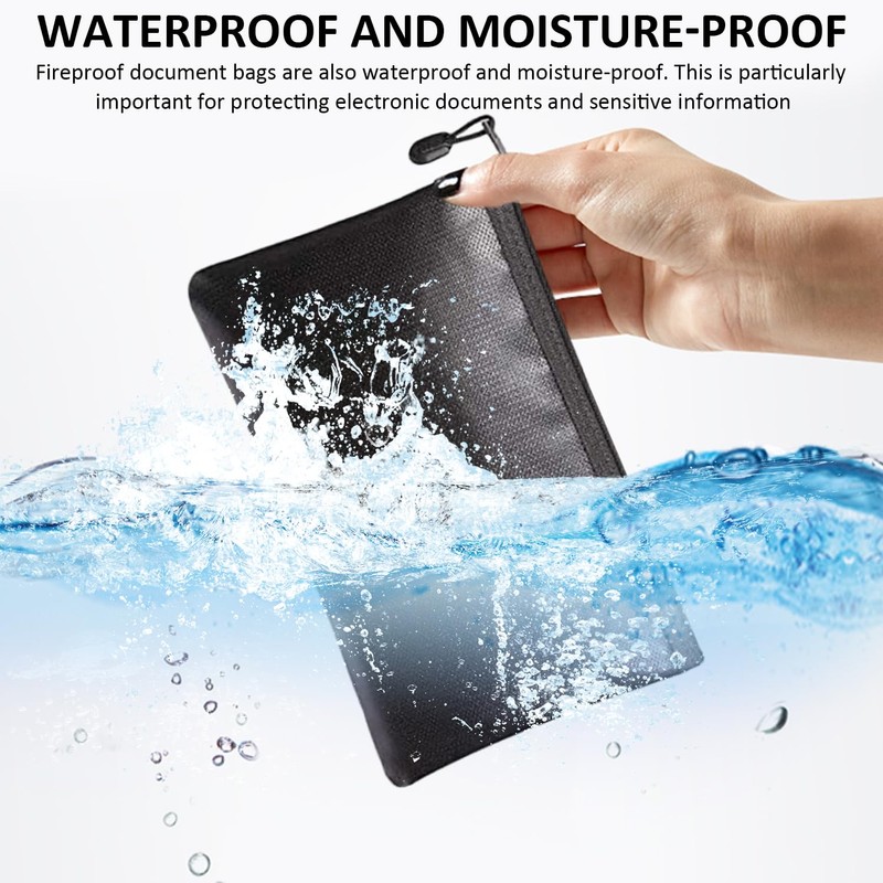 1 Piece of Black Fireproof Bag, Waterproof and Fireproof Document