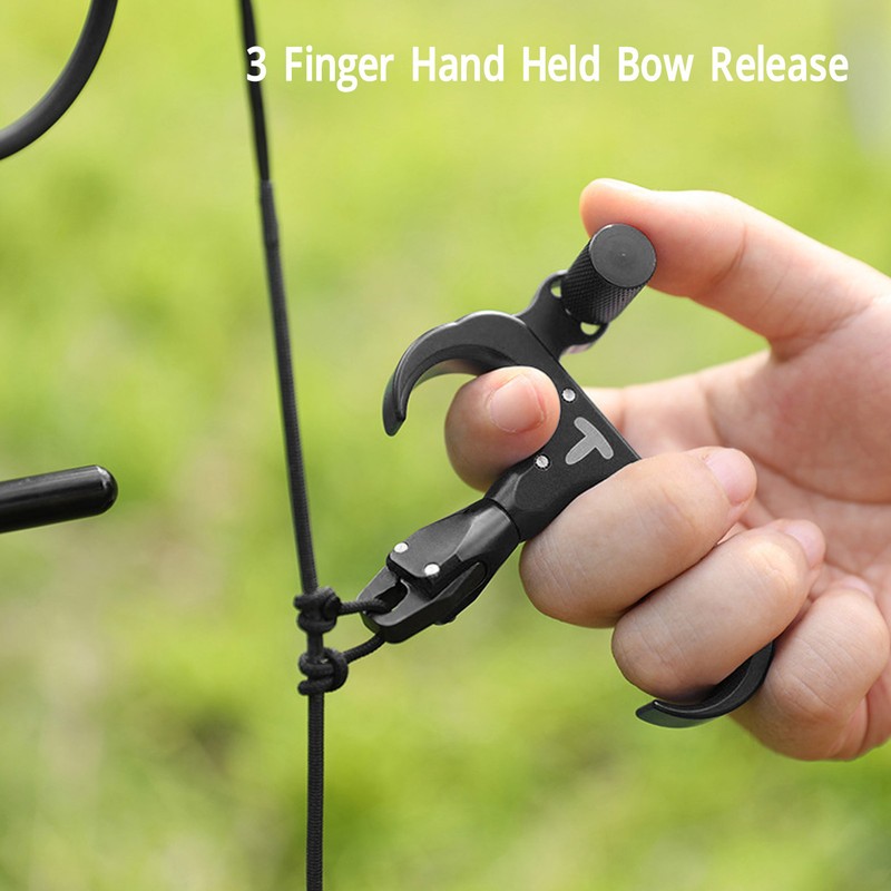 3 Finger Hand Held Bow Release Aluminum Alloy Thumb Release